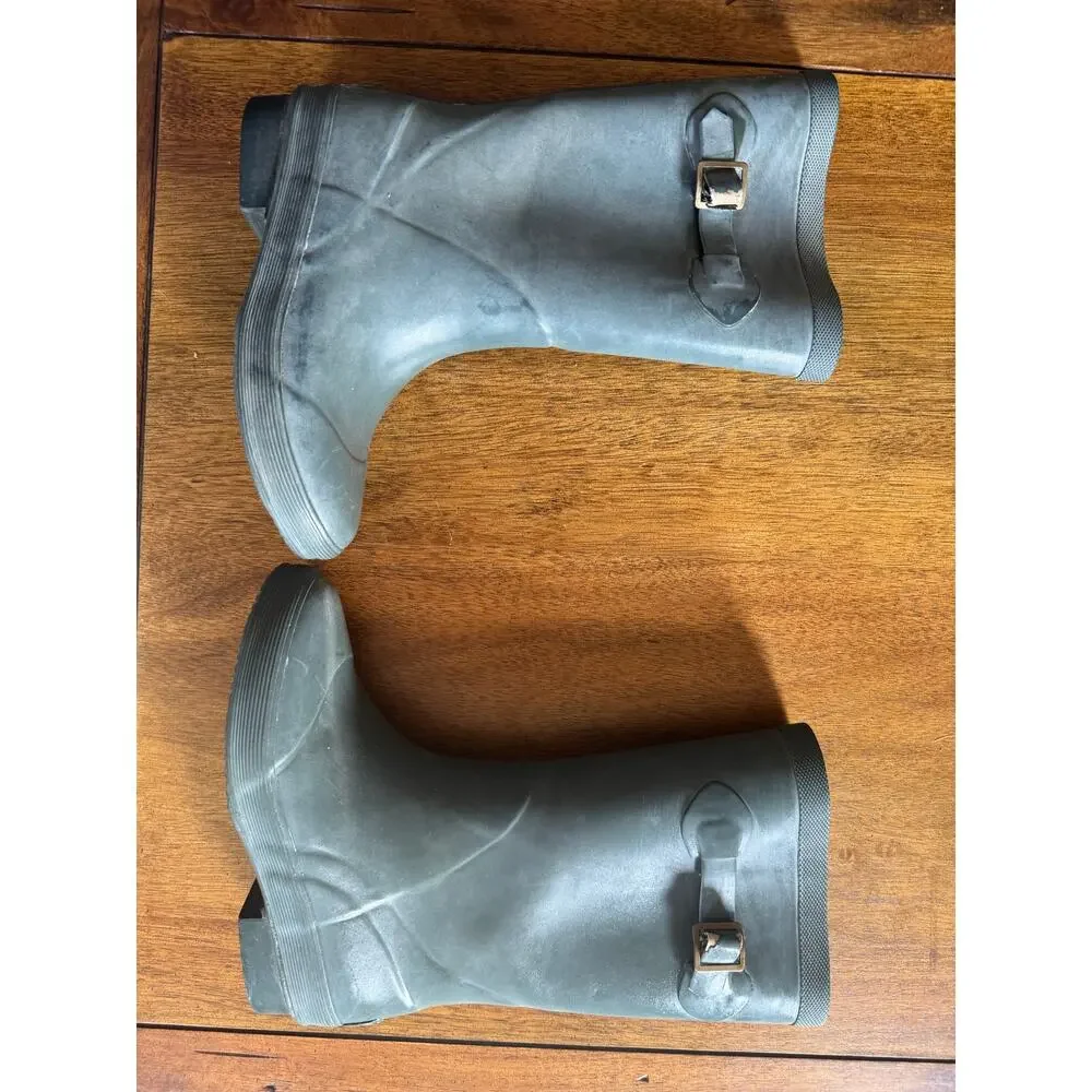L.L. Bean Wellie Rain Boots Kids Size 1 Green Rubber Wellies